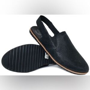 Sorel Ella Slingback Black Leather Round Toe Flats Mules Size 8.5